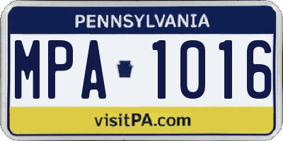 PA license plate MPA1016