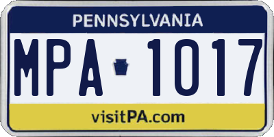 PA license plate MPA1017