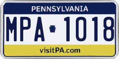 PA license plate MPA1018