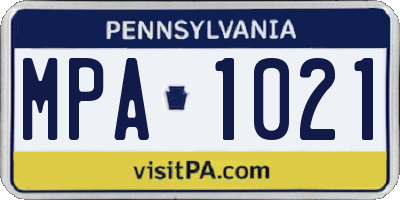 PA license plate MPA1021