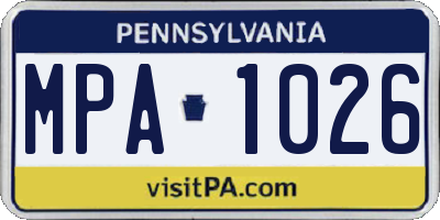 PA license plate MPA1026