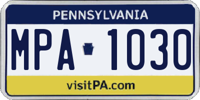 PA license plate MPA1030