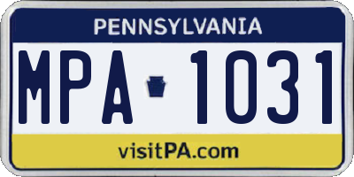 PA license plate MPA1031