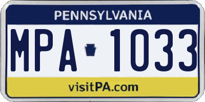 PA license plate MPA1033