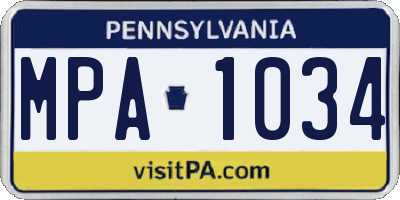 PA license plate MPA1034