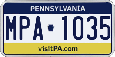 PA license plate MPA1035
