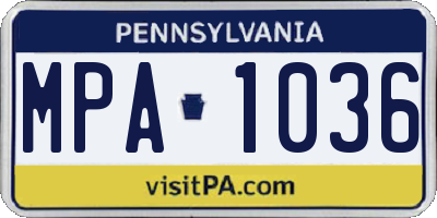 PA license plate MPA1036