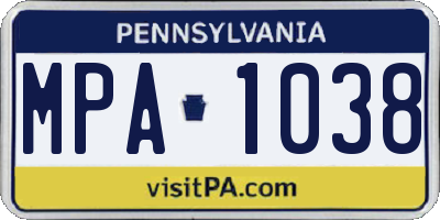 PA license plate MPA1038