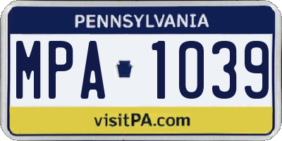 PA license plate MPA1039