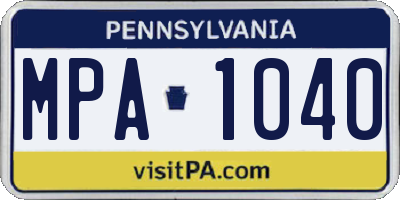 PA license plate MPA1040
