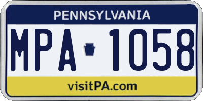 PA license plate MPA1058