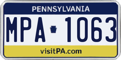 PA license plate MPA1063