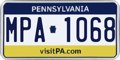 PA license plate MPA1068