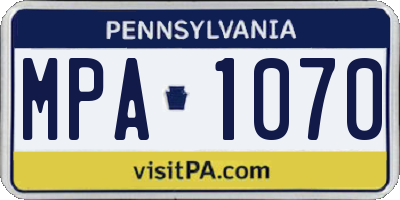PA license plate MPA1070