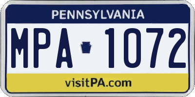 PA license plate MPA1072