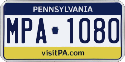 PA license plate MPA1080