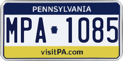 PA license plate MPA1085