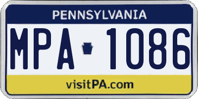 PA license plate MPA1086