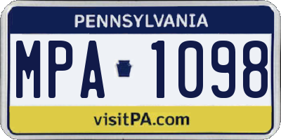PA license plate MPA1098
