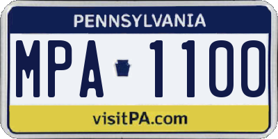 PA license plate MPA1100