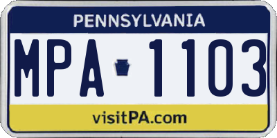 PA license plate MPA1103
