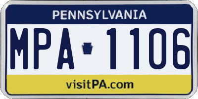 PA license plate MPA1106