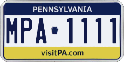 PA license plate MPA1111