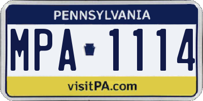 PA license plate MPA1114