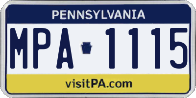 PA license plate MPA1115