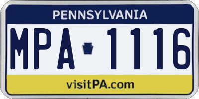 PA license plate MPA1116