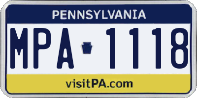 PA license plate MPA1118