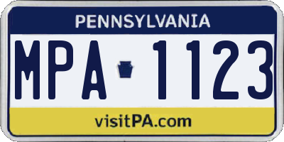 PA license plate MPA1123
