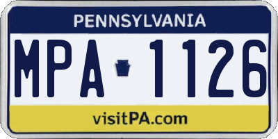 PA license plate MPA1126