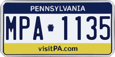 PA license plate MPA1135