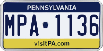 PA license plate MPA1136