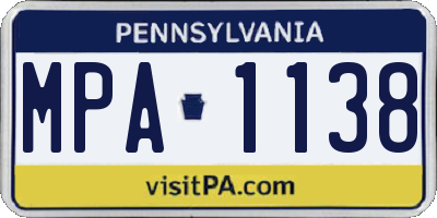 PA license plate MPA1138