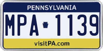 PA license plate MPA1139