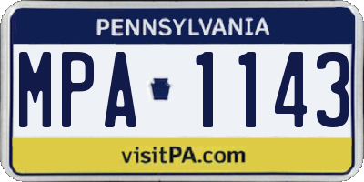 PA license plate MPA1143