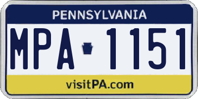 PA license plate MPA1151