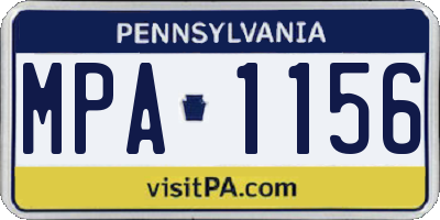 PA license plate MPA1156