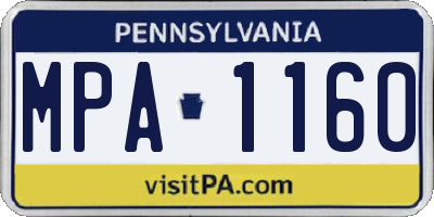 PA license plate MPA1160