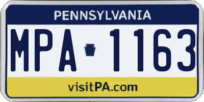 PA license plate MPA1163