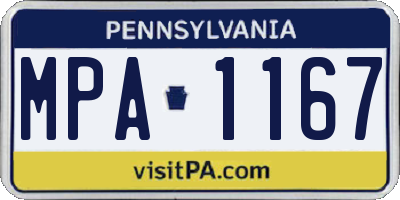 PA license plate MPA1167