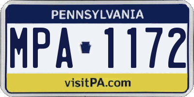 PA license plate MPA1172