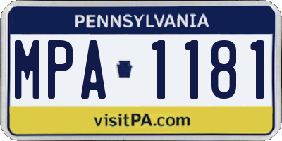 PA license plate MPA1181