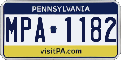 PA license plate MPA1182