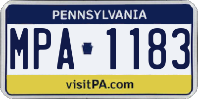 PA license plate MPA1183