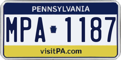 PA license plate MPA1187
