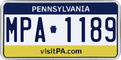 PA license plate MPA1189