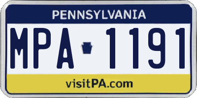 PA license plate MPA1191